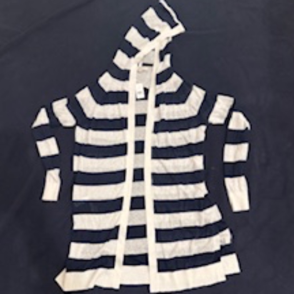 NWT! LOFT Linen Blend striped HOODED lightweight cardigan- SO CUTE! Medium